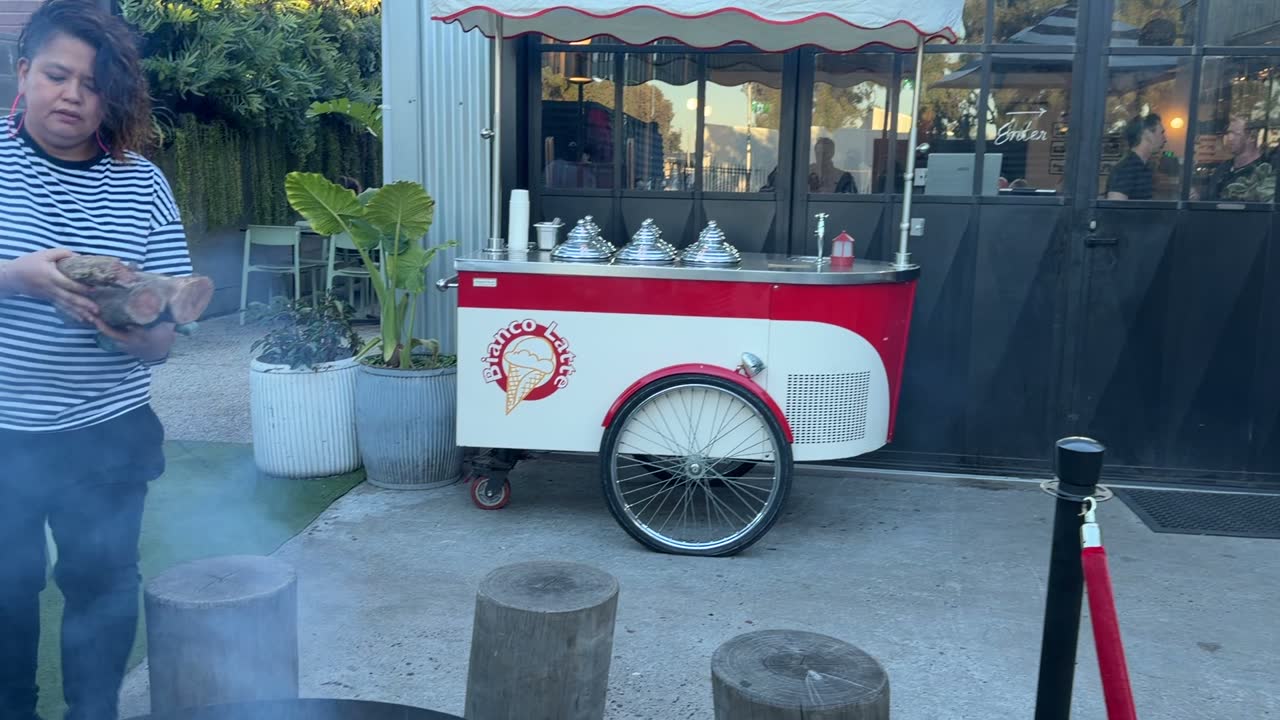The Kiosk garden with firepit and gelato cart